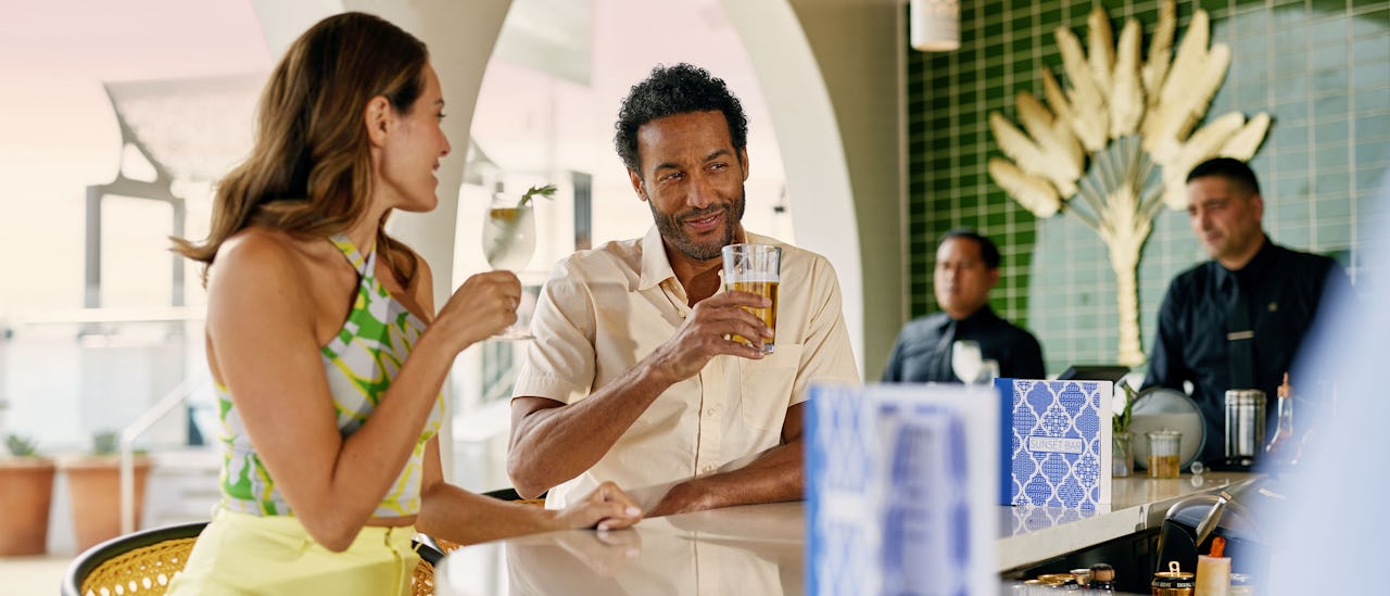 Sunset Bar, a chic, Moroccan-inspired space that is the perfect place to enjoy a cocktail